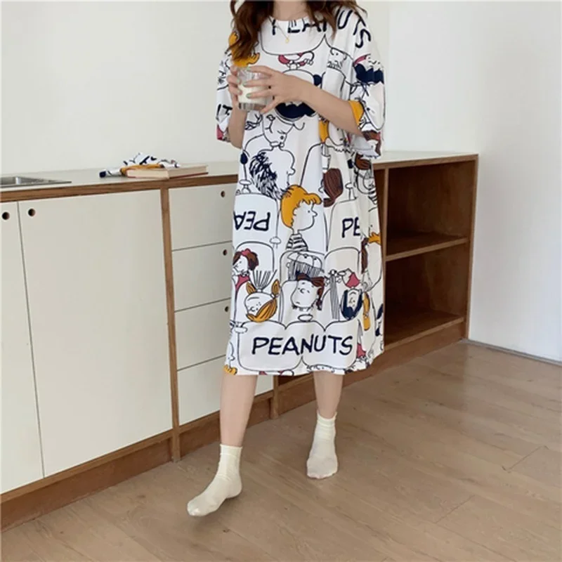 Snoopy Cute Lingerie Pajamas Women Japanese and Korean Style Langerie Lenceria Mujer Nightdress Underwear Sleepwear Nightgown