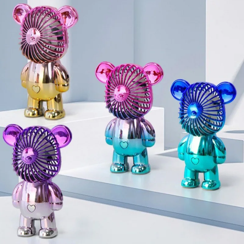 

Popular Mini Violent Bear Cartoon Small Fan Handheld 3-speed USB Portable Gradual Electric Fan Gift Office Gifts