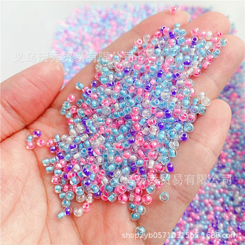 3mm/4mm Transparent Iridescent Dye Core Glass Bead Handmade DIY Bead Jewelry Accessory Material