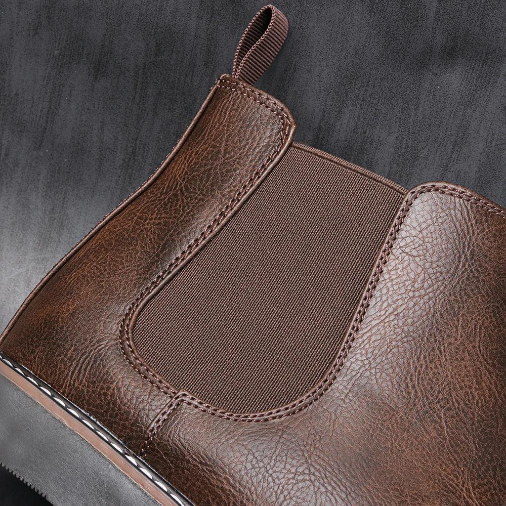 Chelsea-Stiefel für Herren mit Gummisohle, Herrenstiefel, Büro-Stiefel für Herren, Polyesterfutter, elastische Seitenklappen, zum Reinschlüpfen. – Detail 6