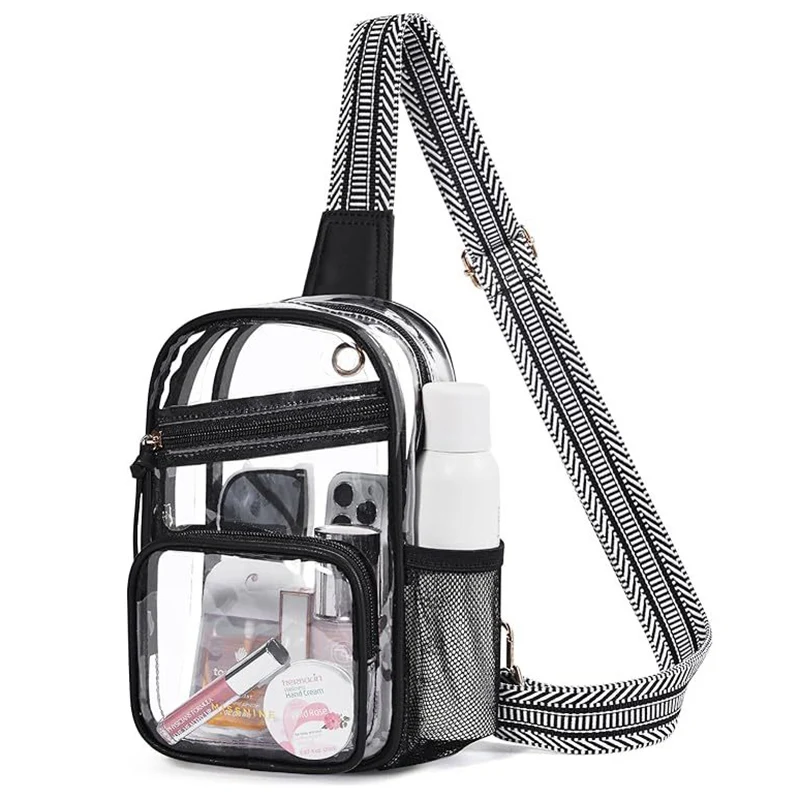 

PVC Transparent Chest Bag Stadium Approved Clear Waist Bags Outdoor Swimming Hiking Single Backpack Fashion Messenger Schoolbag