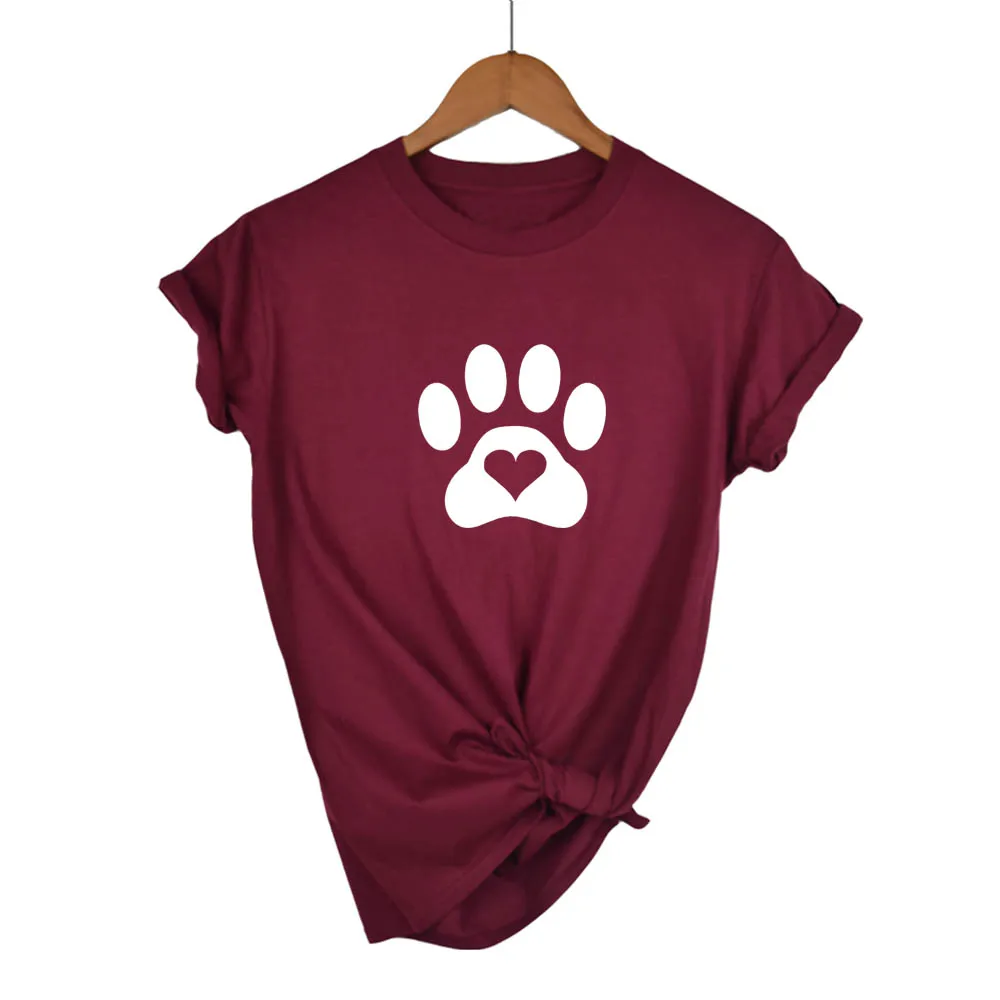 

НОВАЯ женская футболка с принтом LOVE HEART CAT PAW, хлопковая повседневная забавная футболка для женщин и девочек, хипстерская футболка Tumblr, Прямая поставка