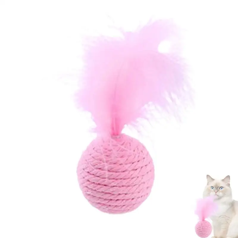 Cat Ball With Feather Interactive Kitten Toys Bite Resistant Cat Toy Feather Ball Cat Toys With Feathers For Cats Pets