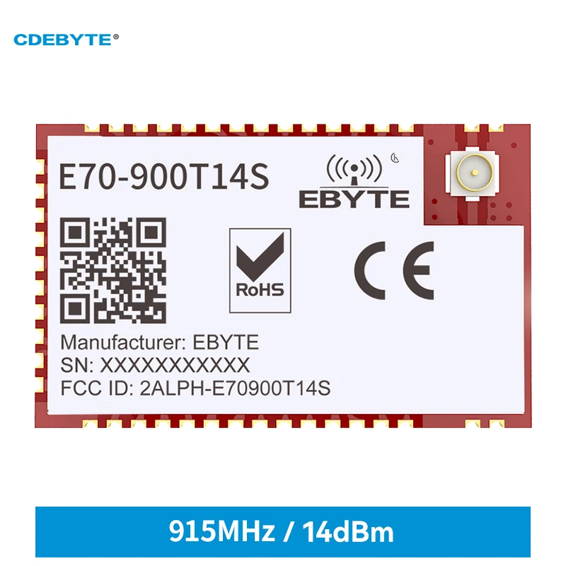 

CC1310 UART Wireless Module 915Mhz Modbus E70-900T14S 14dBm High-Speed Continuous Transmission IPX/Stamp Hole Antenna Module