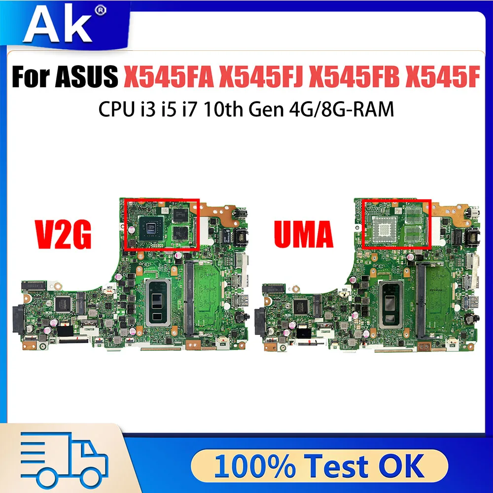 

X545F Notebook Mainboard For ASUS Vivobook 15 X545FA X545FJ X545FA X545FB Laptop Motherboard with i3 10th CPU 4GB