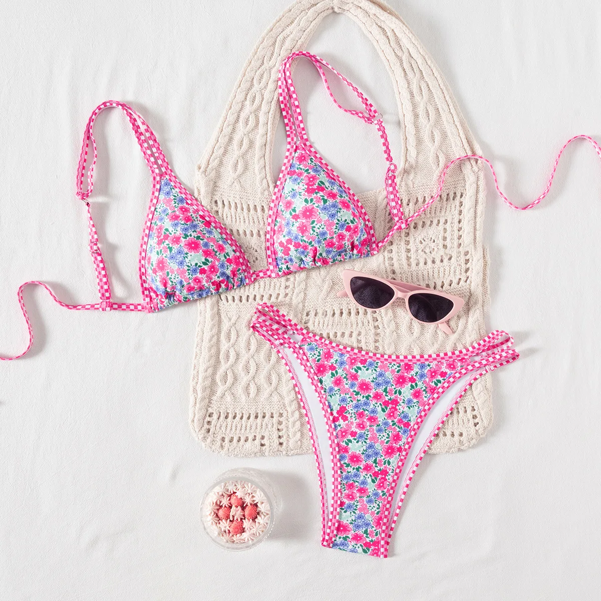 2025 New Bikini Shoulder Strap Printed Bathing Suit Low Waist Sexy Split Swimsuit for Women