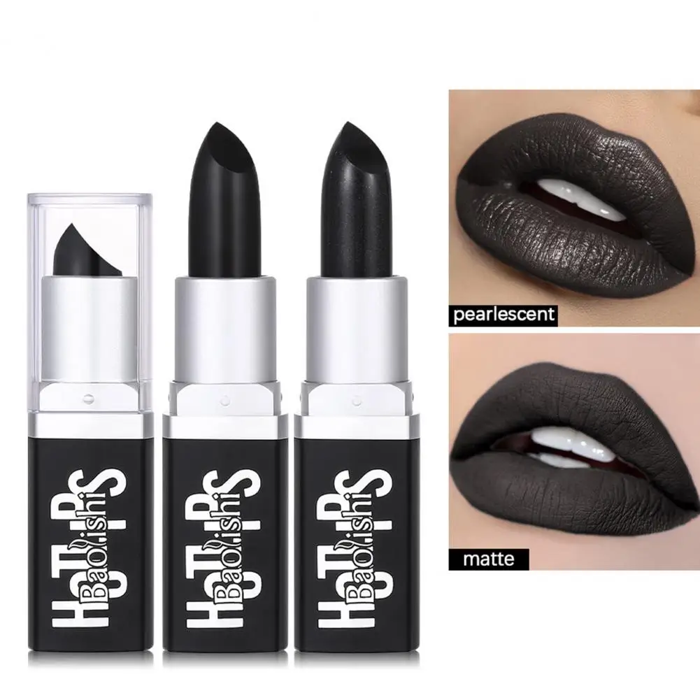 Frauen Lippen Make-up Werkzeuge langlebige wasserdichte schwarze Lippenstift matt perlmutt farben Antihaft nährt hoch für Halloween