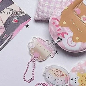 Adorable 4 Slot Mini Card Holder for K-Pop Fans, Transparent PVC Photo Card Case, Bookmark Storage Pendant