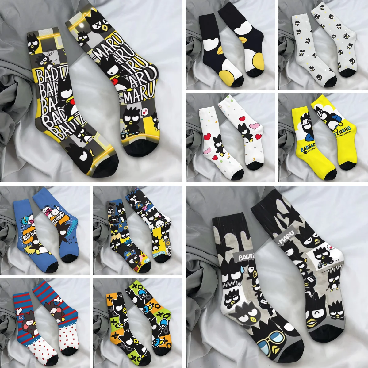 Bad Badtz Maru Cartoon Socks Winter Sanrio Stockings Gothic Unisex Men Breathable Socks Graphic Skateboard Anti Bacterial Socks