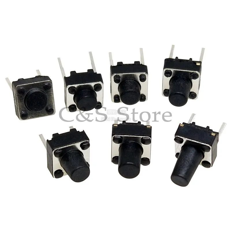 20Pcs Tactile Switch Momentary Tact 6x6x4.3/5/6/7/8/9/10mm 6*6*4.3mm 5mm 6mm 7mm 8mm 9mm 10mm Middle pin 2pin