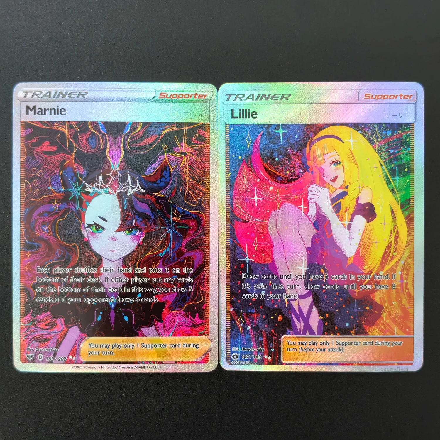 Tarjetas Coleccionables de Pokémon TCG Marnie Lillie DIY con Textura Holo, Estilo Anime, Calidad Mint, Juego de Cartas Coleccionables 2026 EN
