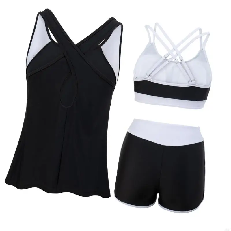 

Women Two Piece Tankini Swimwears with Beach Coverup Shirt for Beach Activity JOME