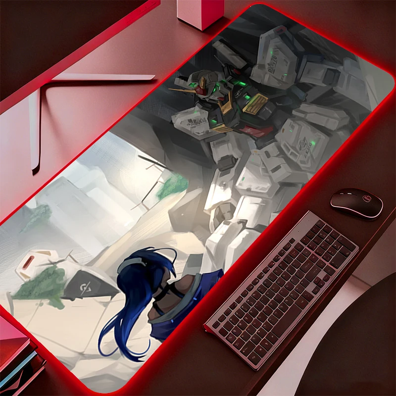 

RGB Mobile Suit Gundam Mouse Pad Gamers Large Computer Extended Game LED Mousepad Desk Mat Keyboard Rubber Backlight Carpet