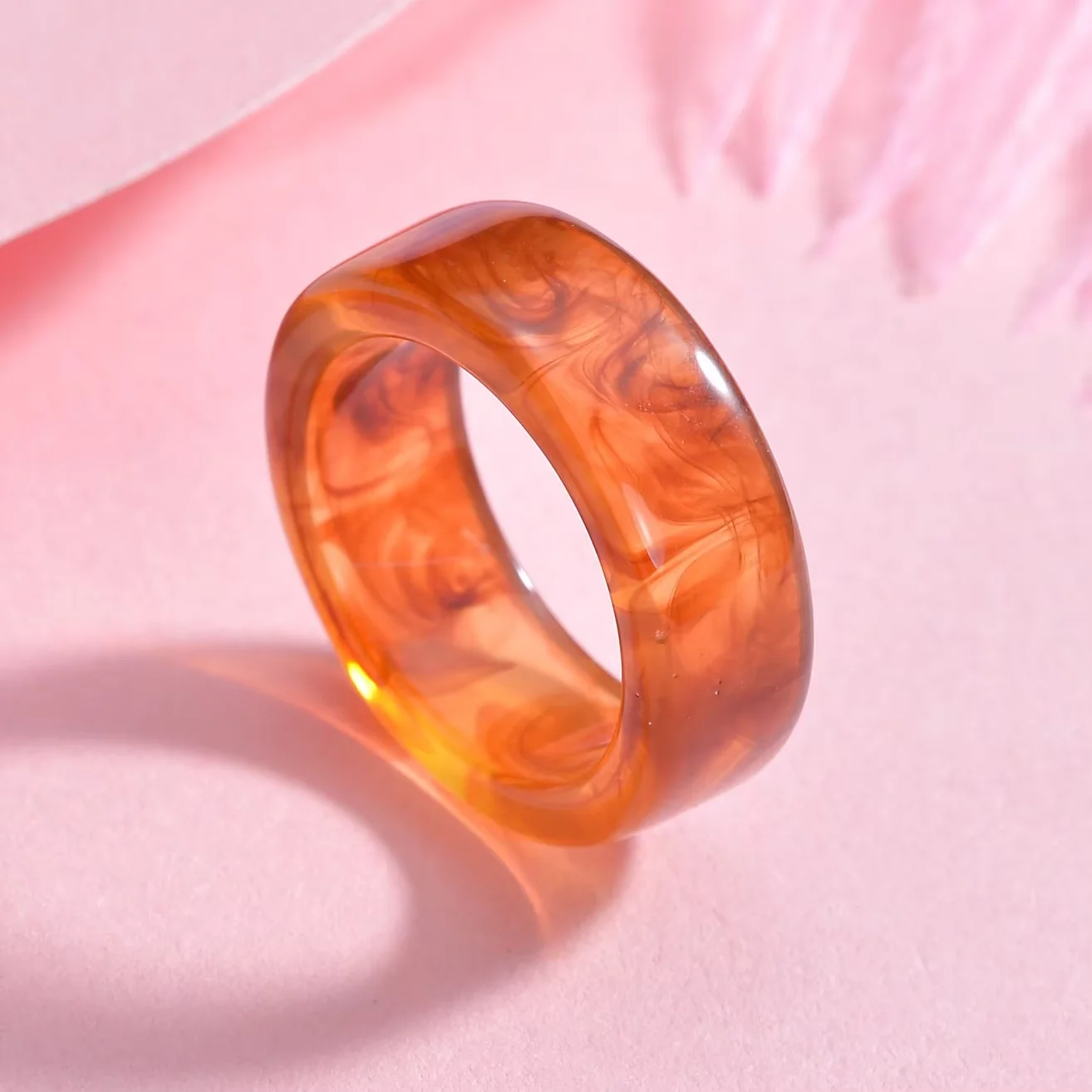 Korean Colorful Transparent Resin Acrylic Rings Set for Women Trendy Geometric Thin Round Ring Wedding Jewelry - view 5