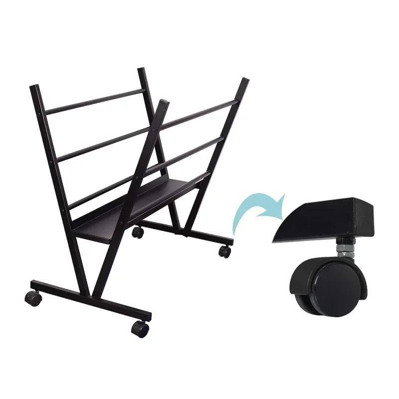 Indoor wrought iron drawing board storage cart, wrought iron pulley multi-functional rack