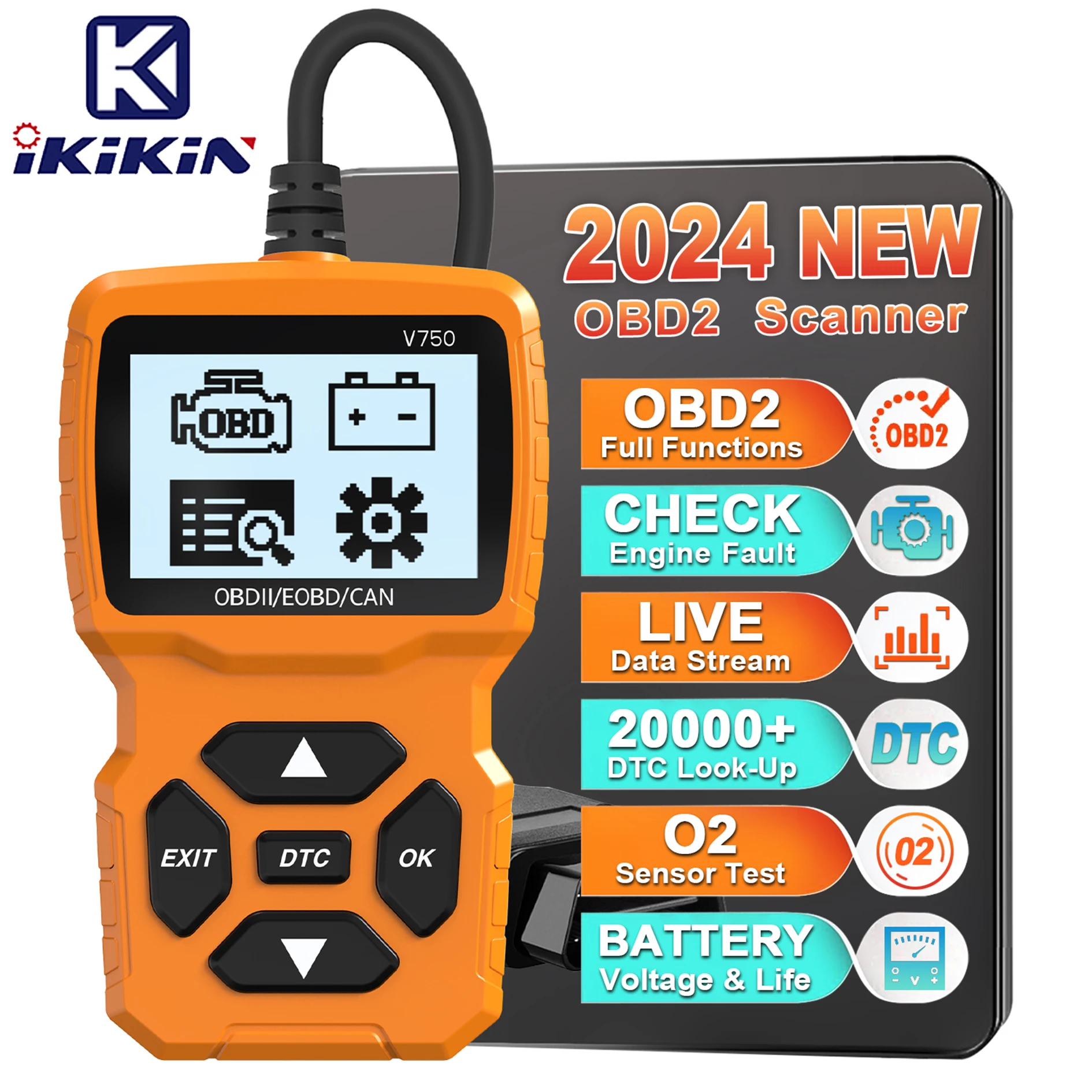 

New Orange V750 Auto Diagnostic Tool ELM327 OBD2 Code Read Car Diagnostic Tools Full Function OBDII Car Scanner