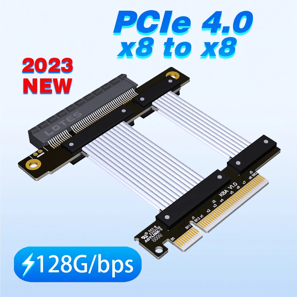 2023 NEW Silver PCI-E 4.0 X8 To X8 Riser Extension Cable PCIe 8x Support Network Card Hard Disk Video Card 128G/bps K88AB K88SF