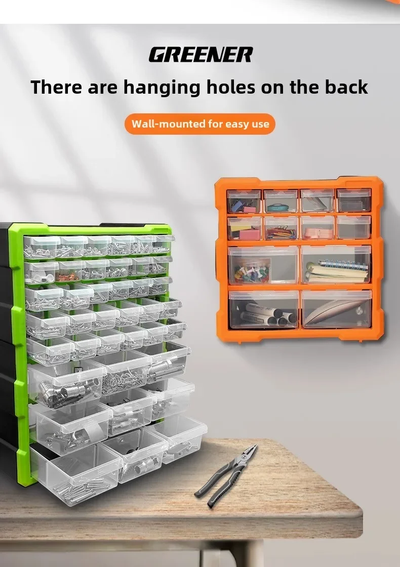 Versatile Multi-Compartment Tool Case with Stylish Drawer Design, High Visibility Desktop Organizer for Small Parts