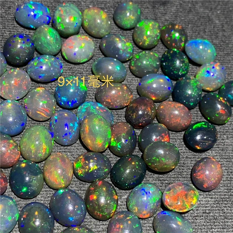 New Black Natural Opal Large Grain Flat Opal Bare Stone Oval 9*11 Mm Can Be Used As A Pendant Ring