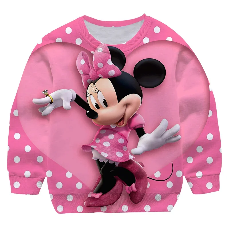 Boys Girls Mickey Mouse Sweatshirt Kids Minnie Mouse Clothes Print Spring Autumn Children's Long-sleeved Minnie Mouse Sweater