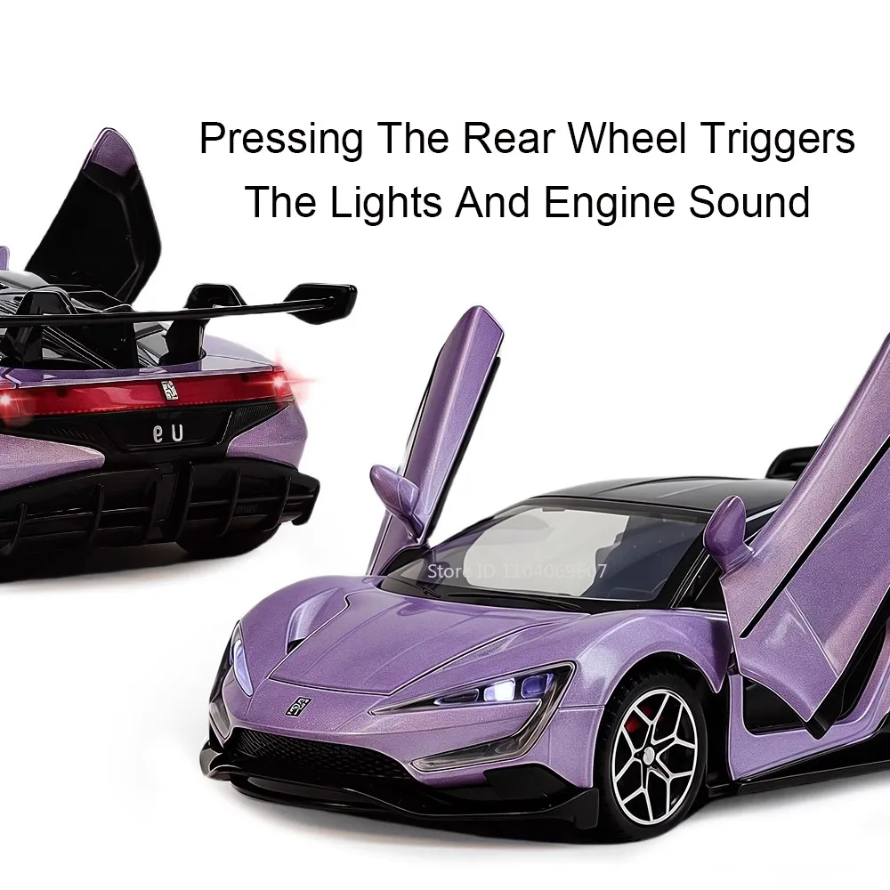 1:32 YANGWANG U9 Miniature Sports Car Model Toys Alloy Diecast 911 GT3 Supercars Sound Light Doors Opened Pull Back Kids Gifts