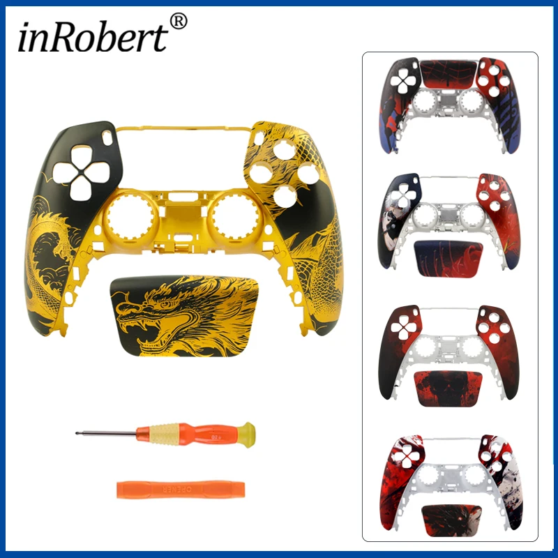 Front Shell Replacement for PS5 DualSense Controller Faceplate Case BDM-010/020/030/040/050 DIY Mod Protection Cover with Tools