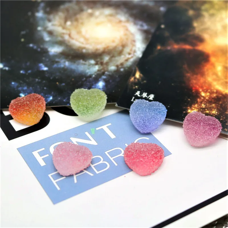 50PCS 8MM Mixed Colors Soft Sweets Dandy Heart Star Charms Granulated Sugar Nail Art Decoration Accessories Manicure Supplies