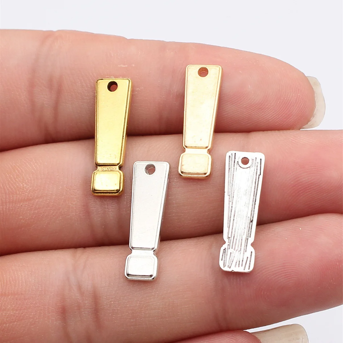 WYSIWYG 20pcs 22x7mm 4 Colors Antique Silver Color Kc Gold Color Rhodium Color Antique Gold Color Exclamation Mark Charms