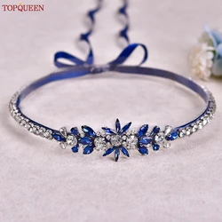 TOPQUEEN синяя Бриллиантовая лента для невесты пояс для банкета вечернее платье ювелирные изделия пояс Свадебные аксессуары женское украшение на талию