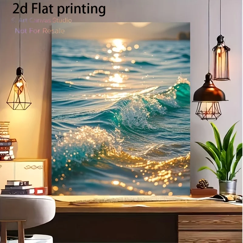Professional Art Use 1pc Adult Number Painting Kit, Shimmering Sea Surface Painting Supplies 1 Set Craft Supplies, Size 40X50
