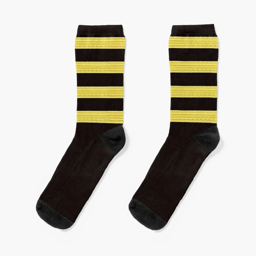 

Captain pilot four stripes Socks funny sock soccer anti-slip kawaii Designer Man Socks Women's