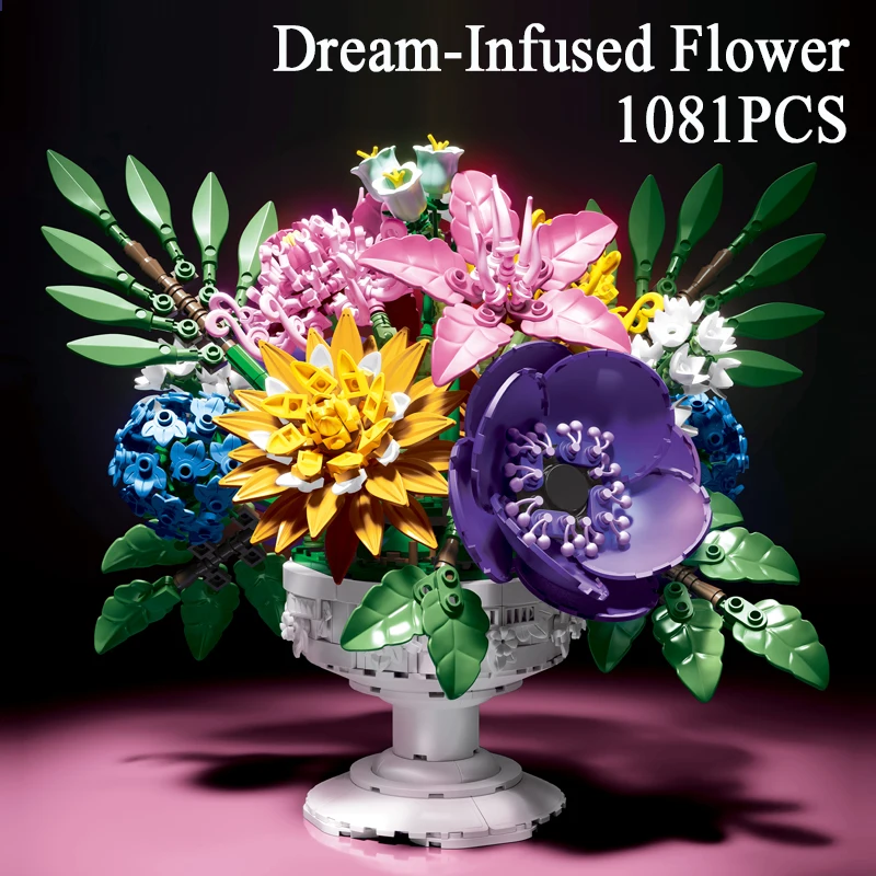 

1081PCS Dream-Infused Flower Garden Building Blocks Bouquet Home Decoration Ideal Valentine's Day Birthday Christmas Gifts