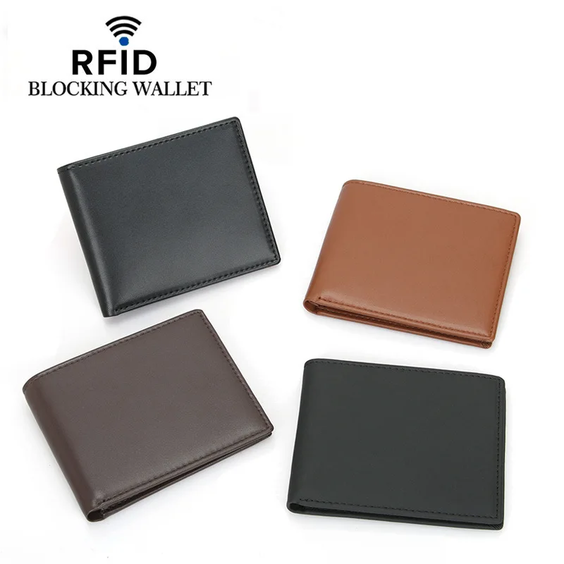

Genuine leather men's wallet wholesale RFID anti-theft brush men's short wallet 10.5*8.7*1cm