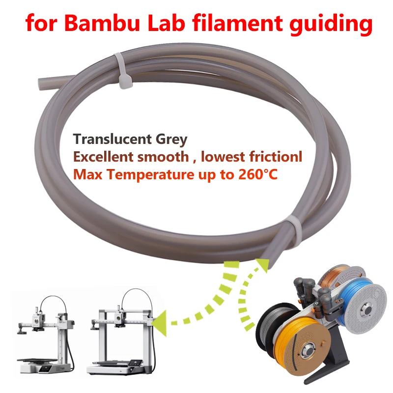 For Bambu Lab Ptfe Tube 2.5mm 4mm P1S P1P AMS A1 Mini 3D Printer Teflonto Pipe X1C Bambulab Ptfe Connector Clear Grey AMS LITE