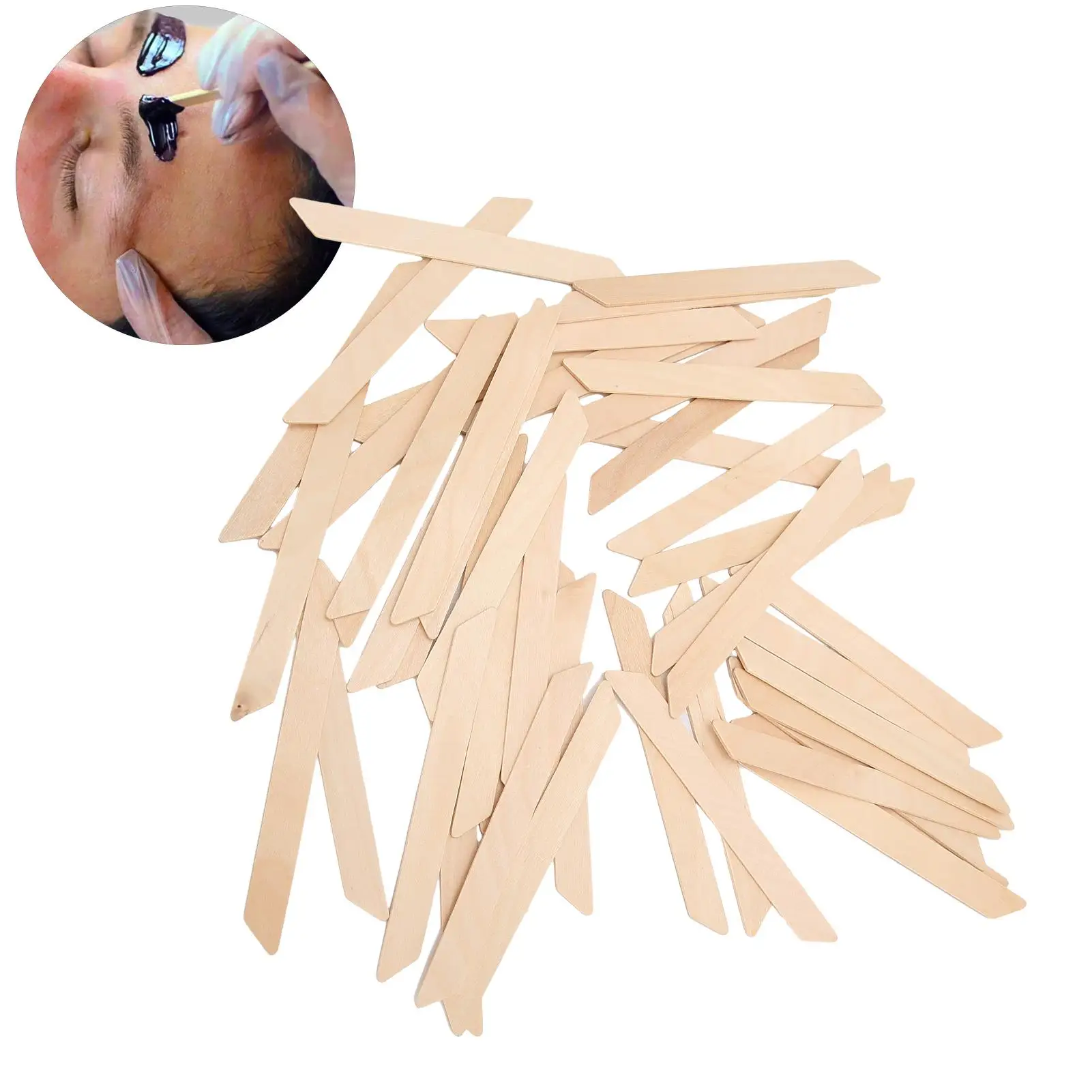 50pcs Wooden Wax Spatulas Applicator Sticks for Hair Removal - Leg, Arm, Facial Waxing Tool