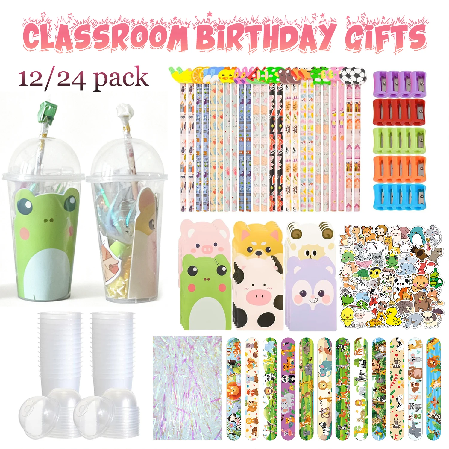 

12/24 Pack Return Gifts Birthday Party Favors Goodie Bag Cup Gifts Birthday Party Supplies Students Gift Prizes Rewards