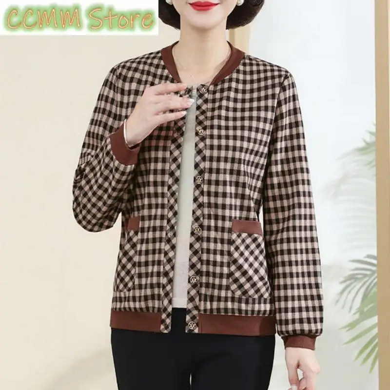 

New Vintage Fashion Women Clothing Single Layer Cardigans Coat Spring Autumn Korean Loose Female Casual Plaid Jacket Tops