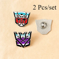 2 Pcs/set Movie Transformers Enamel Pins Men Collar Badge Vroom Badge Medal Copper Paint Brooch Jewelry Gift for Kid Friends