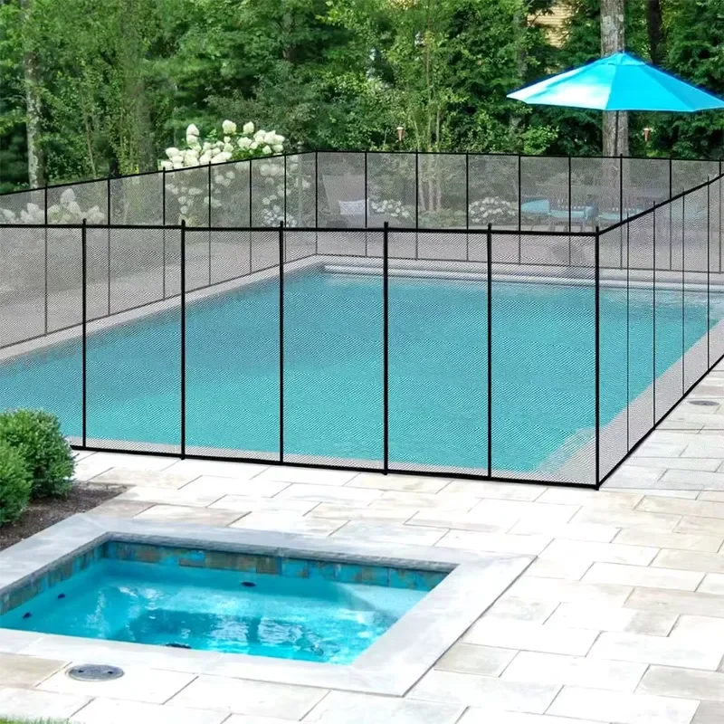 Portable Folding Safety Fence Galvanized+PVC Coated Aluminum Mesh 4x12ft Removable Temporary Swimming Pool Fence