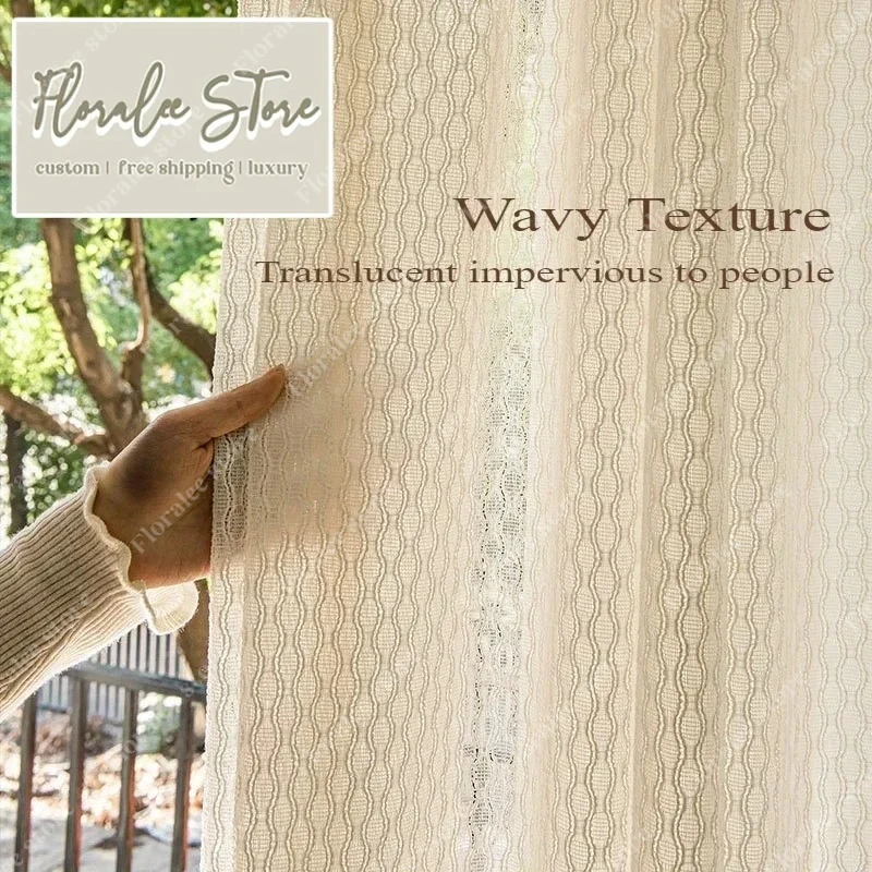 

Finely Woven Jacquard Tulle Curtains For Living Room Imitation Cotton Linen Thickening Bedroom Dining Simple Study Custom Size