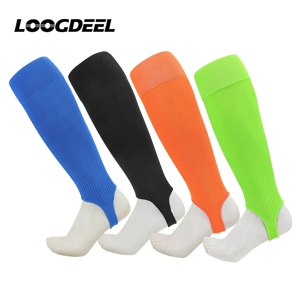 Loogdeel 1 Pair High Elasticity Long Tube Football Leg Cover Protection Calf Socks With Heels Adults Soccer Shin Guard Sleeves