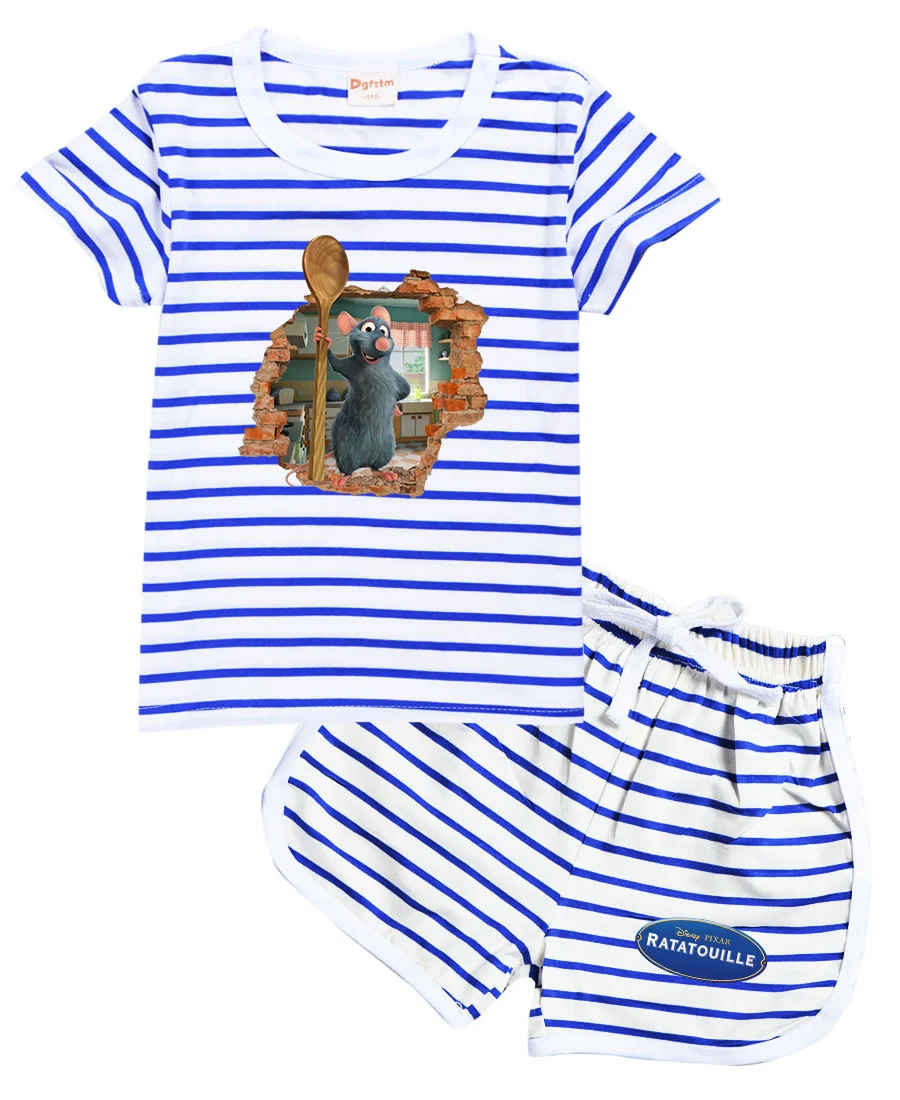  Ratatouille Cartoon Clothing Baby Boys Summer Clothes T-shirt+shorts Baby Girls Casual Clothing Sets