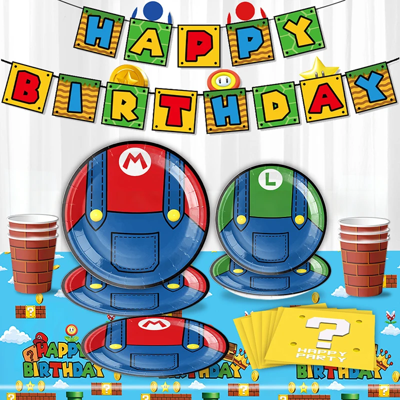 Décoration de fête d'anniversaire sur le thème de l'anime, vaisselle jetable de dessin animé, serviettes, gobelets, assiettes, fournitures de fête