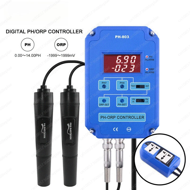 2-In-1 Digital PH/ORP Meter Redox PH-ORP Controller w/ Output Power Relay for Aquarium Hydroponics Plant Pool Spa Water Tester