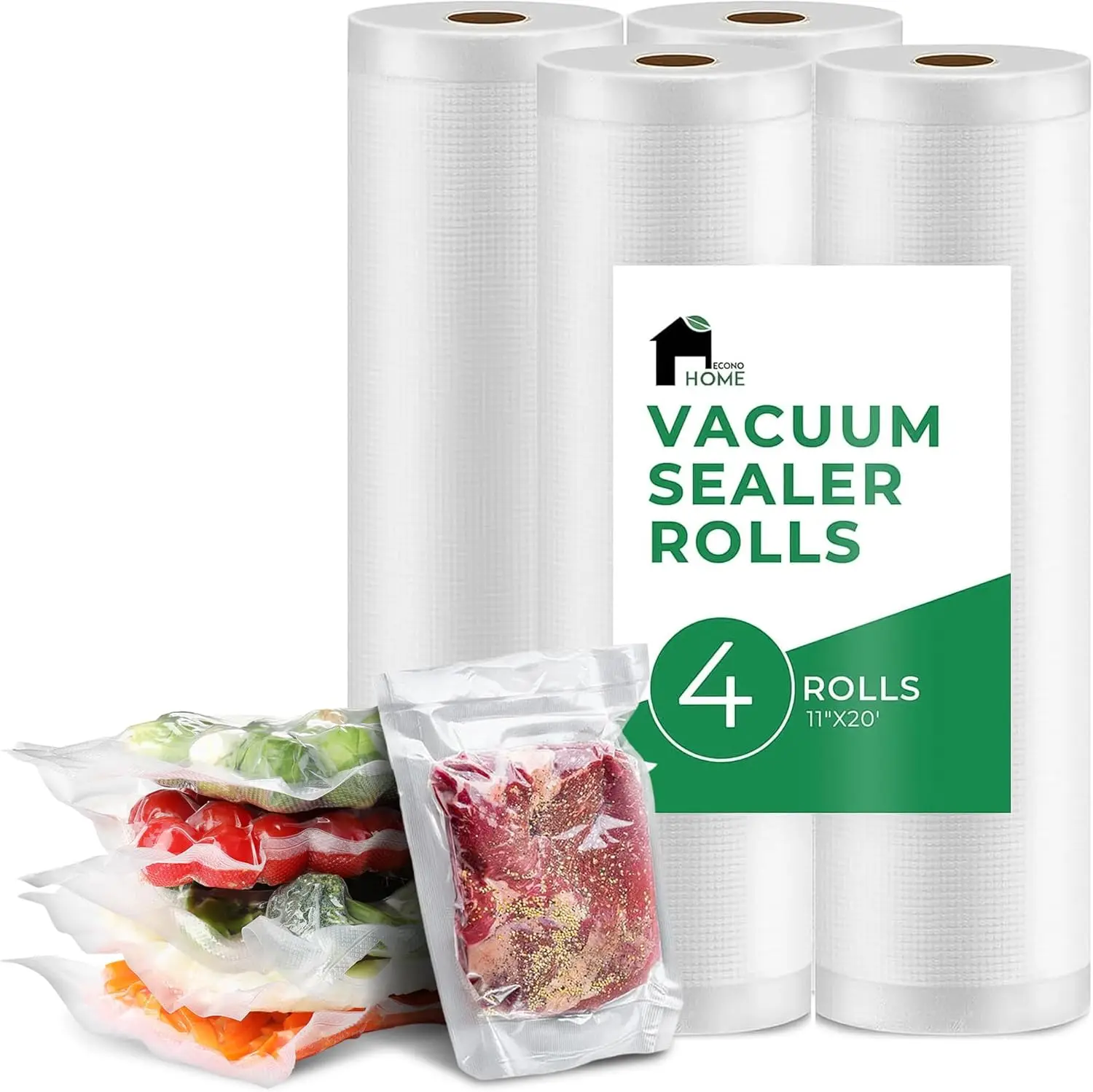 

Heavy Duty Vacuum Seal Bags for Food, 4 Pack - Commercial-Grade, Airtight & Leakproof for Sous Vide, Meal Prep & Meat Storage