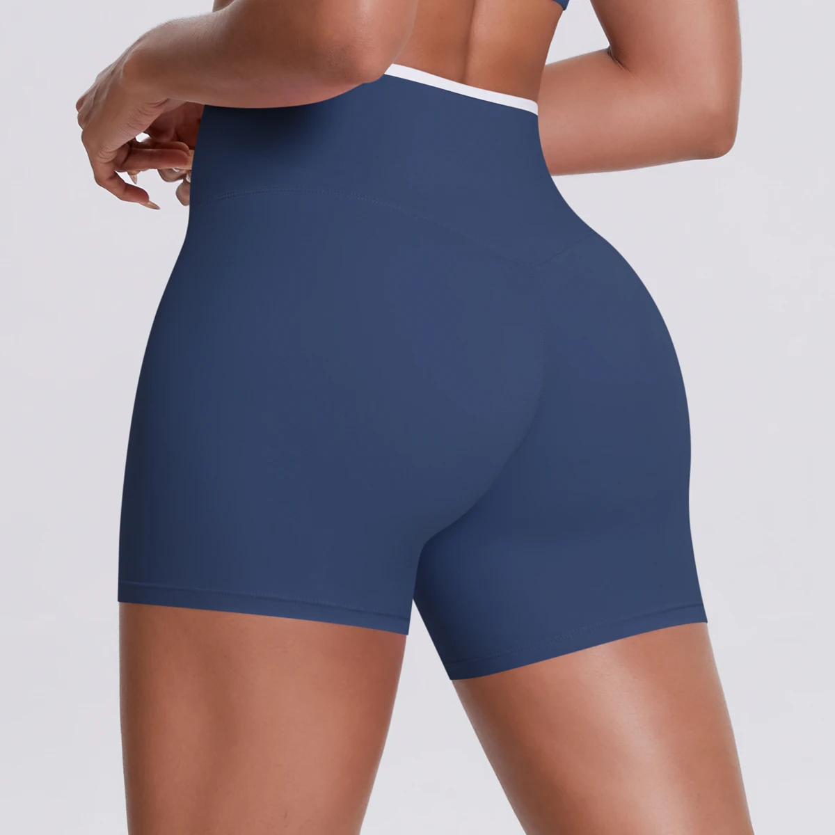 Yoga-Shorts, Damen-Fitness-Shorts, Shorts mit V-förmiger Taille, Lauf- und Fahrradshorts, atmungsaktive Sportleggings, Shorts mit hoher Taille für das Training und das Fitnessstudio. – Detail 10