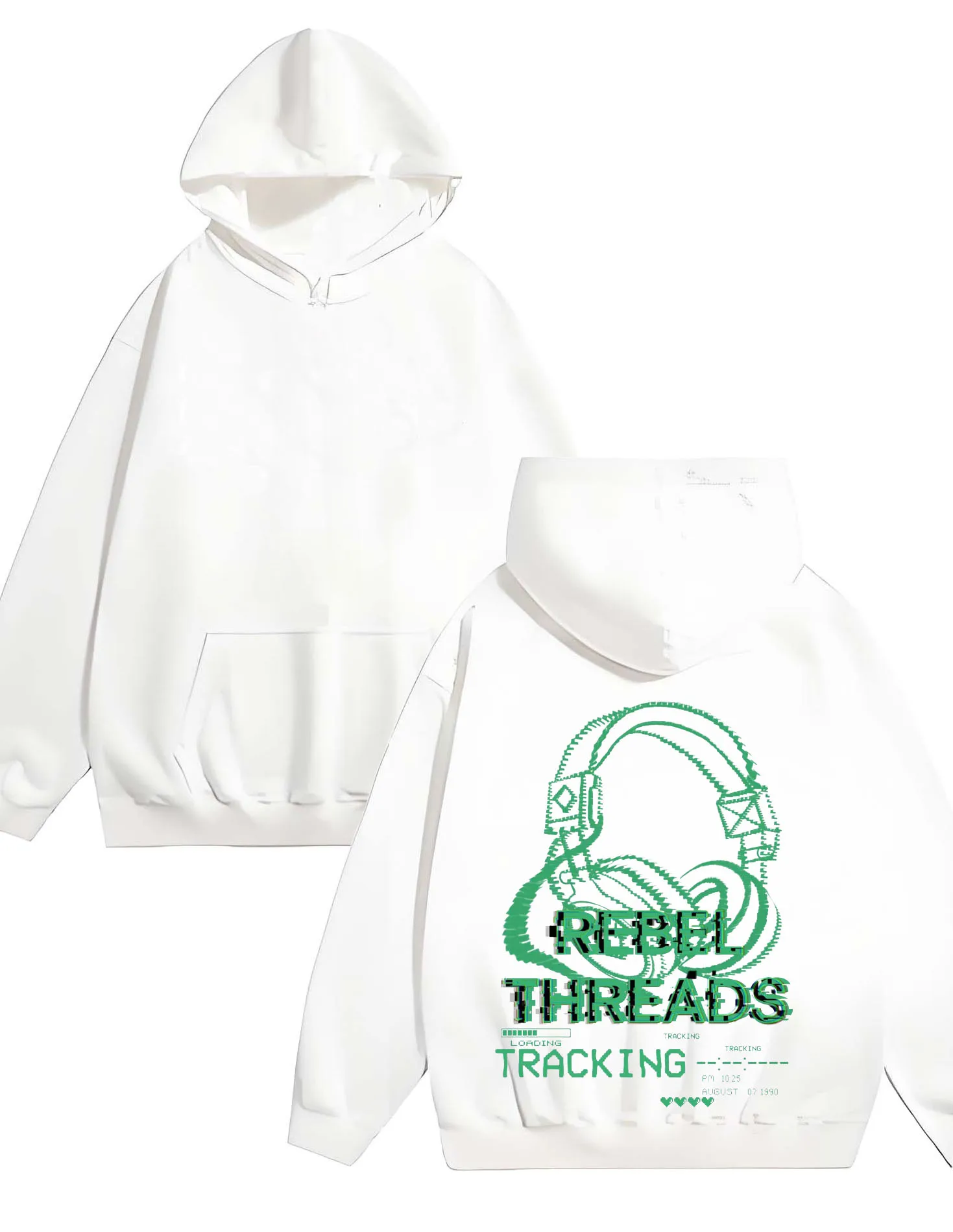 

2025 Fashion Heavy Weight 330G Hoodie Rebellious Thread Headphones Letter Pattern Printed Casual Hoodie Sportswear