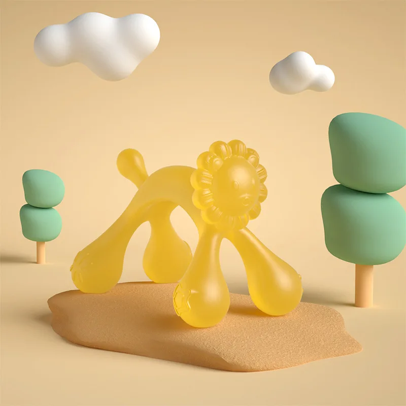 

Lion Silicone Teether Baby Teether Can Be Boiled in Water. Food Grade Silicone Mushroom Head Handle To Avoid Hand Ingestion