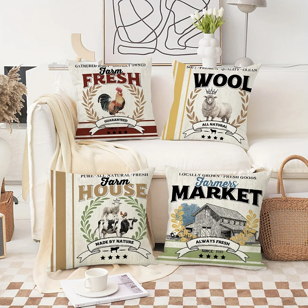 

Farm-Themed Soft Woolen Cushion Covers: Fresh, Natural, and Locally Grown for Ultimate Comfort! Sofa cushion cover