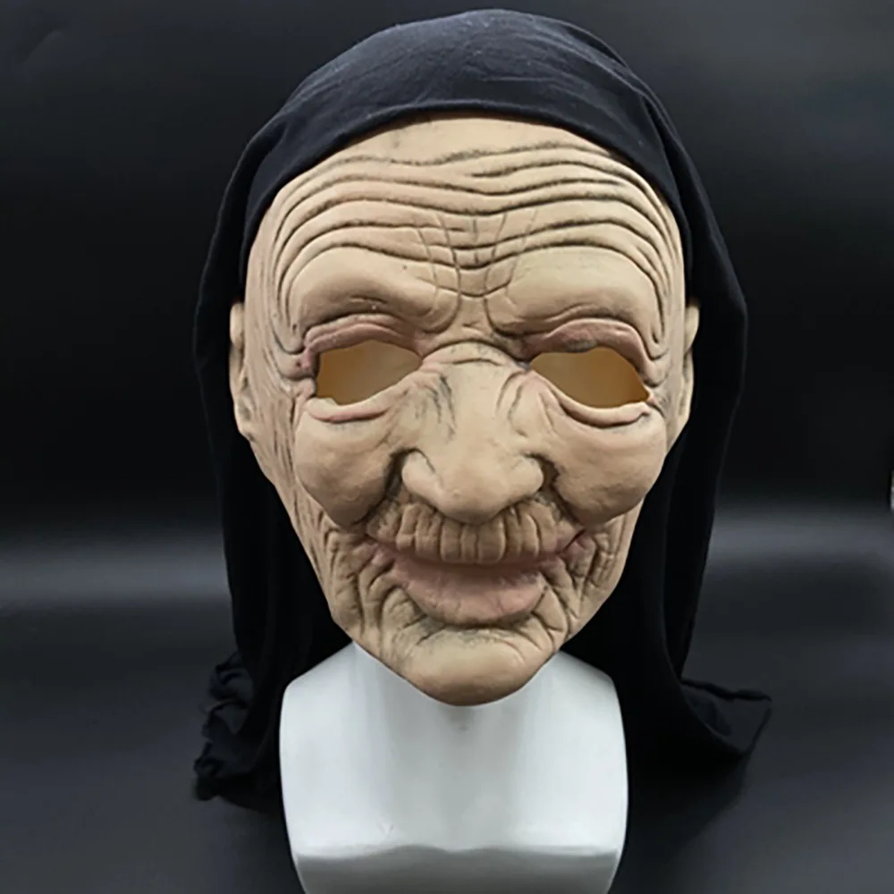 Halloween Old Man Mask Headset Old Man Grandpa Grandma Meng Po Face Wig Mask